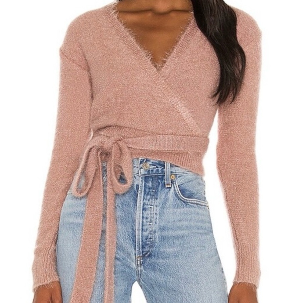 Lovers and Friends Light Mocha Tegan Wrap Sweater XS